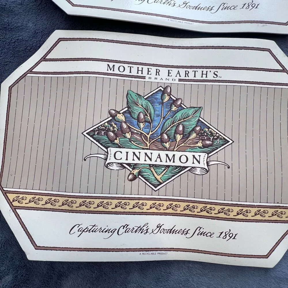 Vintage Rubber Foam‎ Backing Set Of 4 Mother Earths Brand Cinnamon Placemats
